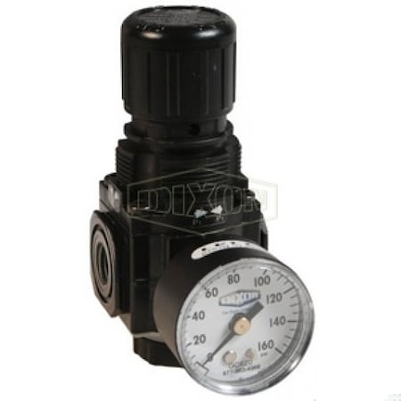 Dixon Norgren by Series 1 R72 Manifold Relieving Sub-Compact Regulator with GC620 Gauge, 5 to 150 psi Pres R72M-3RG